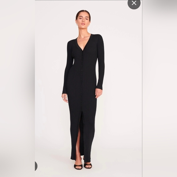 STAUD Black Long Sleeve Maxi Dress Size L Nwot - Picture 2 of 4